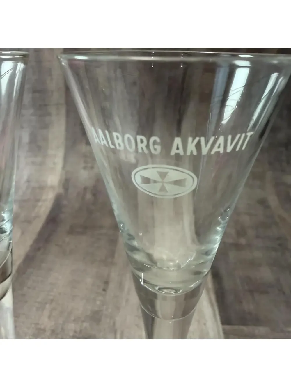 Vintage Set of 2 Aalborg Akvavit Danish Cordial Shot Glasses Dessert Wine Schnap